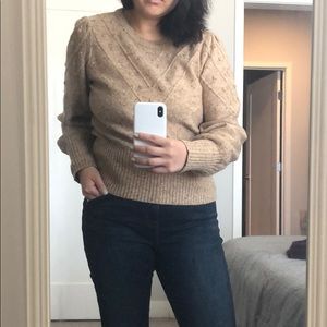 Camel balloon sleeve sweater